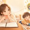発達検査を受けるか迷いながら子どもの園生活や困りごとを考える母親のイラスト