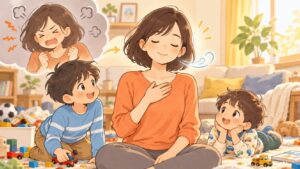 怒りそうになった状態から、呼吸を整えて落ち着く母親の変化
