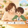 発達障害のある子どもへの関わり方や視覚支援を親子で取り入れているイラスト