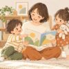 子どもが集中しないときの読み聞かせを親子で楽しむイラスト