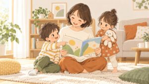 子どもが集中しないときの読み聞かせを親子で楽しむイラスト