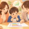 WISCのFSIQ全検査IQについて親子が専門家から説明を受けているイラスト