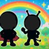 バイキンマンとアンパンマンのシルエット