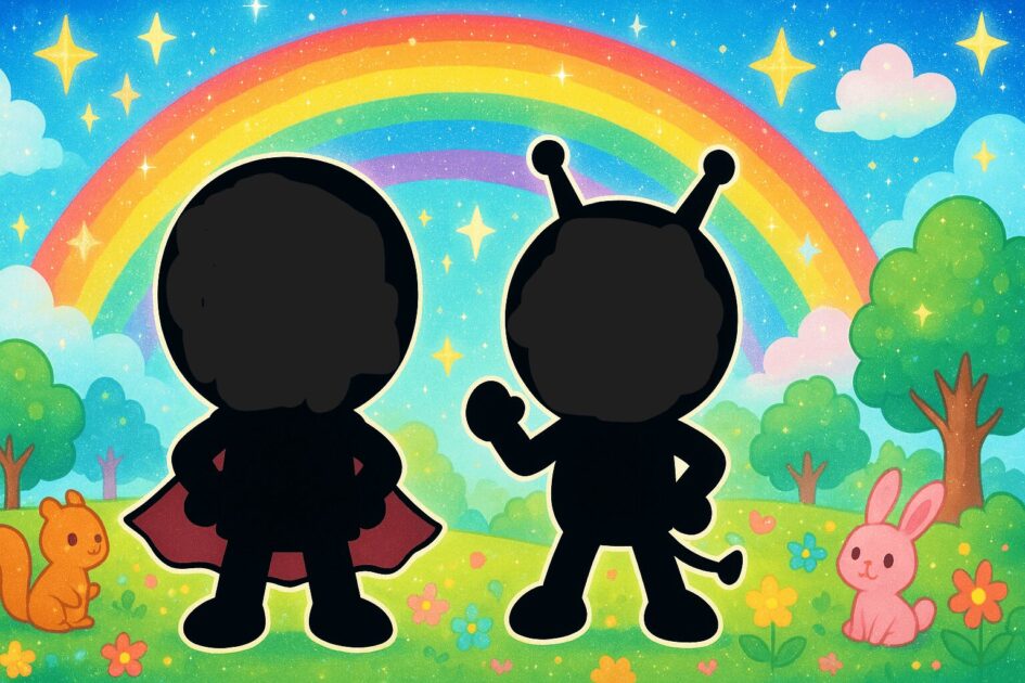 バイキンマンとアンパンマンのシルエット