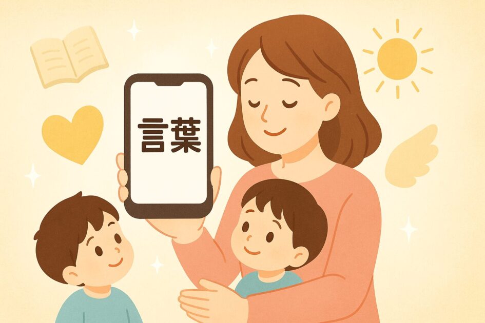 名言を子どもと聞くママ