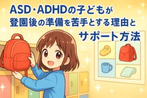 ASD ・ADHDの子どもが登園後の準備している様子
