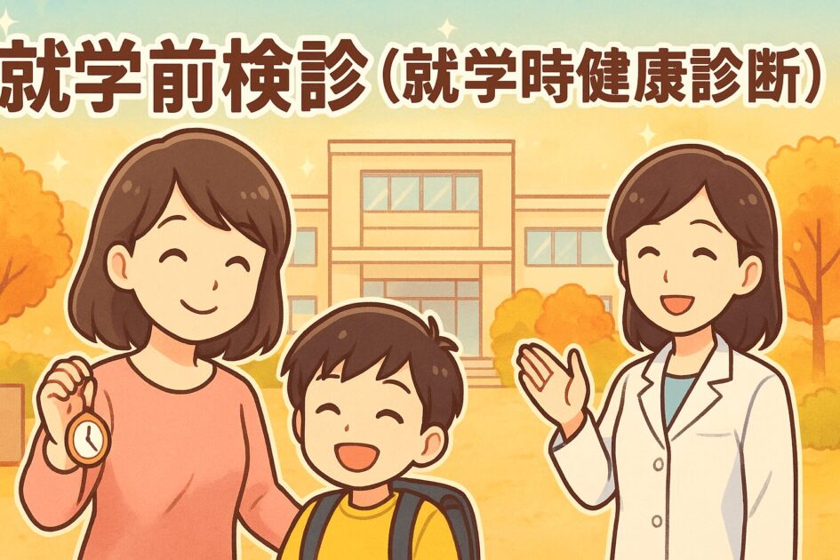 就学前検診に行く親子