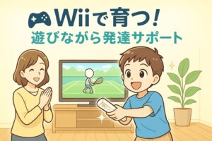 wiiで遊ぶ親子