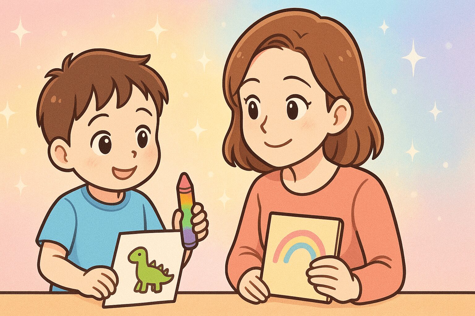 カスタムクレヨンでお絵描きする子ども