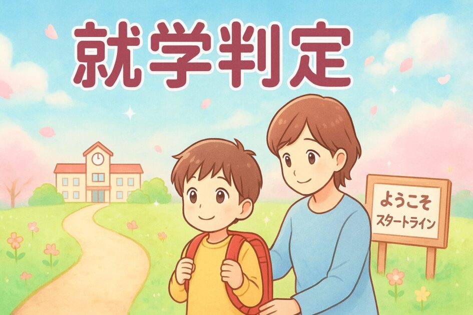 ランドセル姿の子どもと見守る親