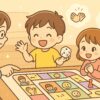 すごろくで遊ぶ親子
