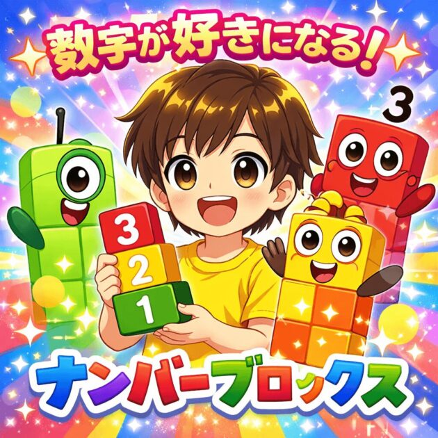 ナンバーブロックス（数字）のキャラクターと男の子