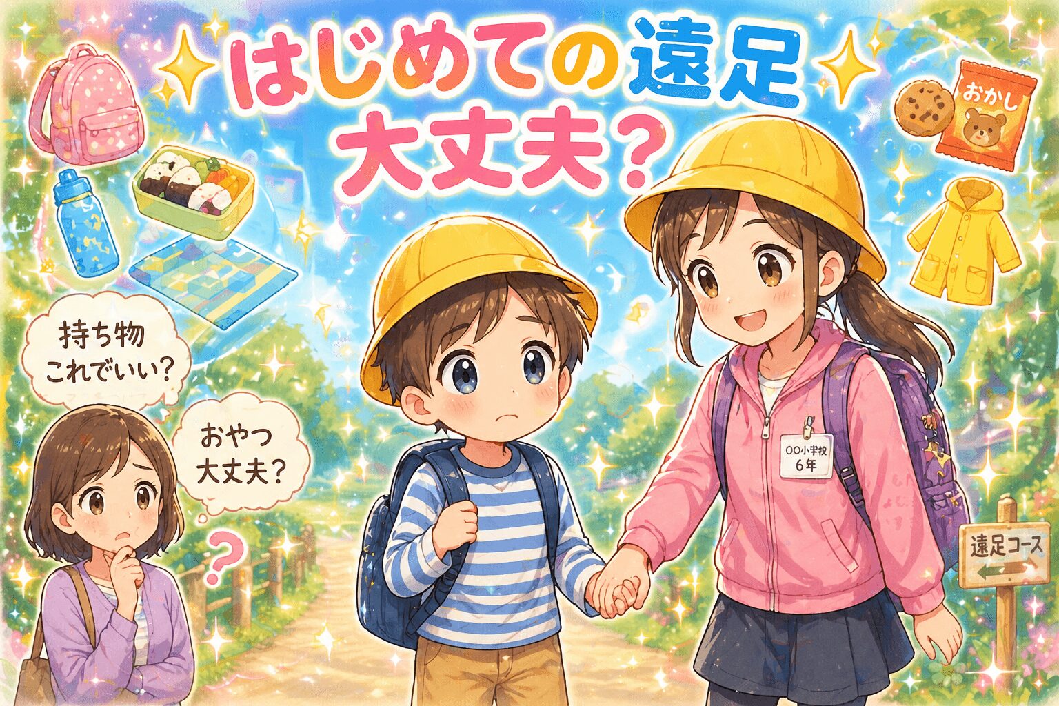 上級生と不安げに手を繋ぐ１年生