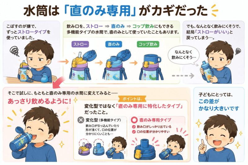 直のみ水筒　視覚支援