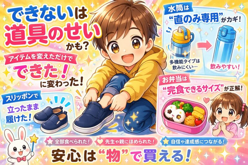 子育てアイテム（水筒・靴・弁当箱）