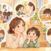 通級指導教室を考える5つのパターンを親子で整理しているイラスト
