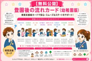 登園後の流れ・手順（幼稚園版）視覚支援カード
