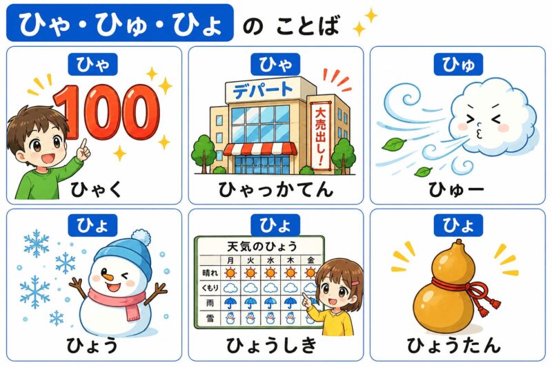 ひゃ・ひゅ・ひょ（拗音）視覚支援カード
