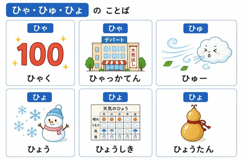 ひゃ・ひゅ・ひょ（拗音）視覚支援カード