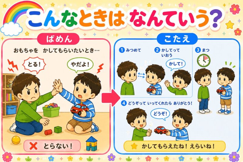 貸して、待つ　視覚支援