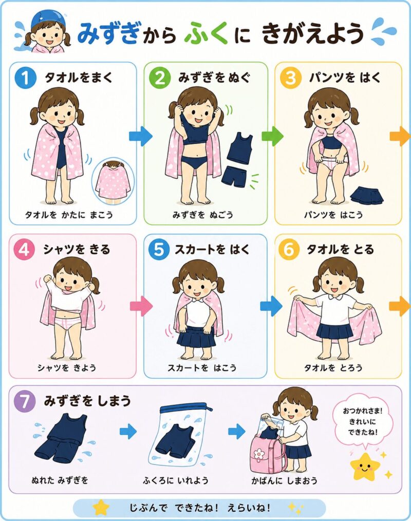 プール 水着 着替え 視覚支援