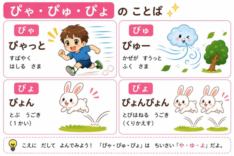 ぴゃ・ぴゅ・ぴょ（拗音）視覚支援カード