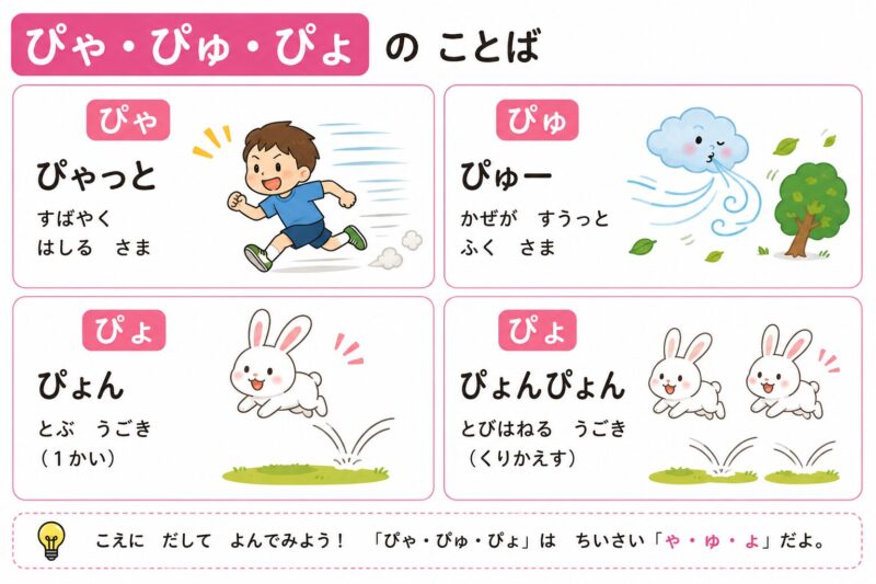 ぴゃ・ぴゅ・ぴょ（拗音）視覚支援カード