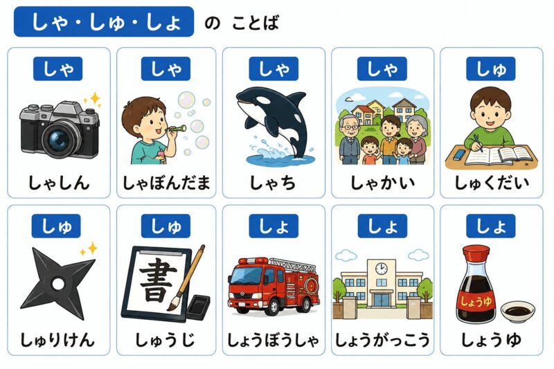 しゃ・しゅ・しょ（拗音）視覚支援カード