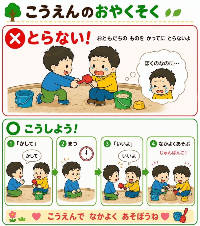 砂場　貸して　視覚支援