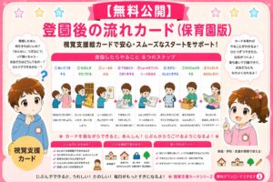 登園後の流れ手順（保育園版）視覚支援カード