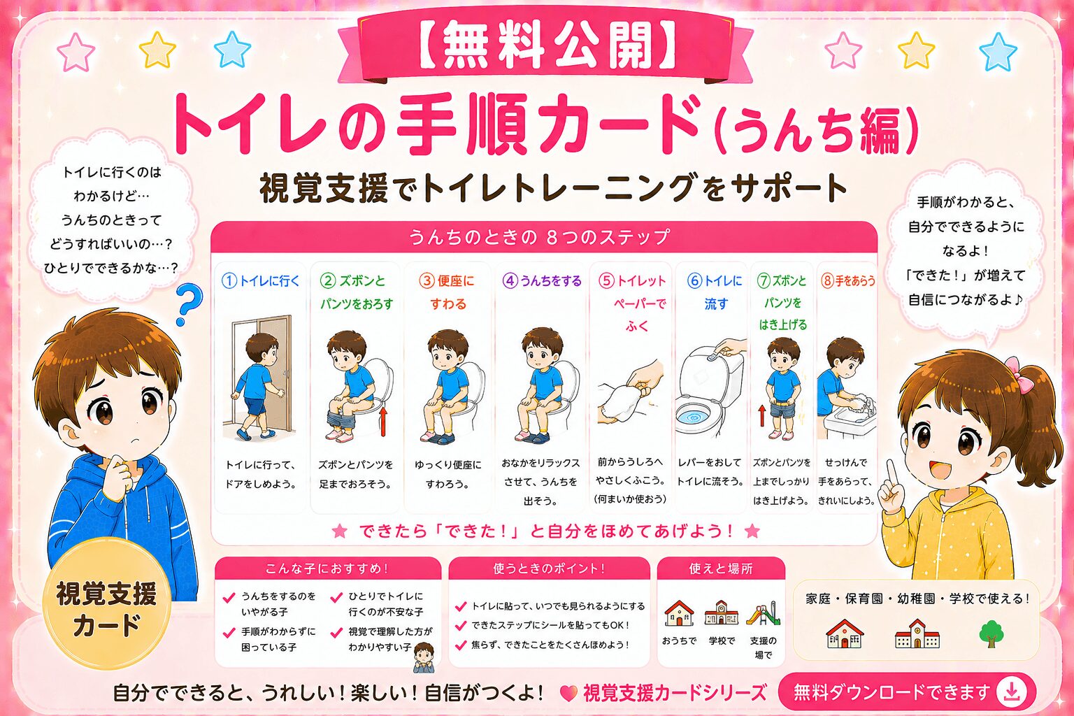 トイレの手順（うんち）視覚支援カード