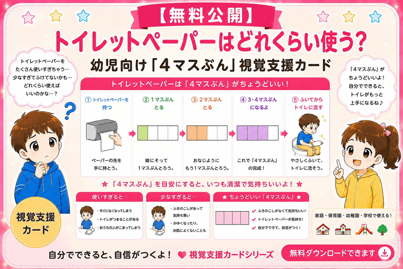 トイレットペーパー使う量視覚支援カード