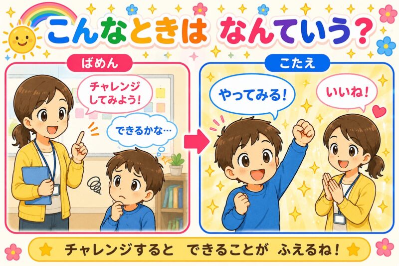 やってみる　チャレンジしてみる　視覚支援