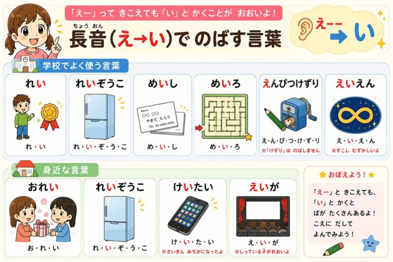 長音（え⇒い）伸ばす音　視覚支援カード　