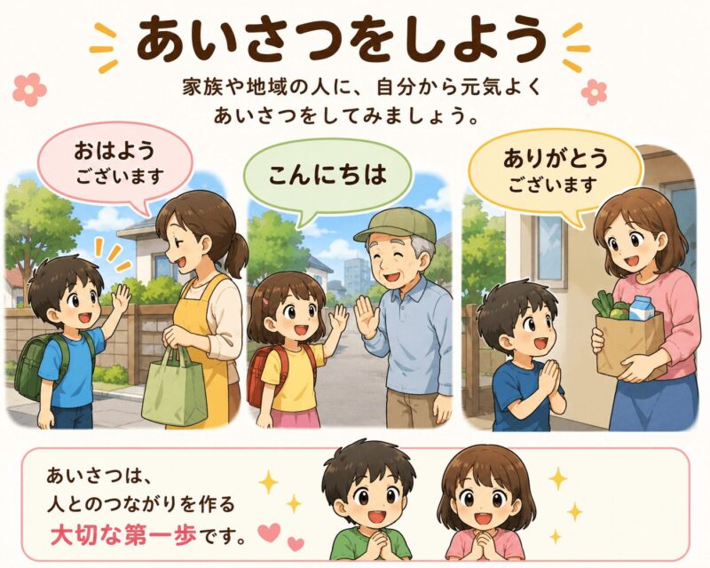 挨拶をしよう視覚支援カード
