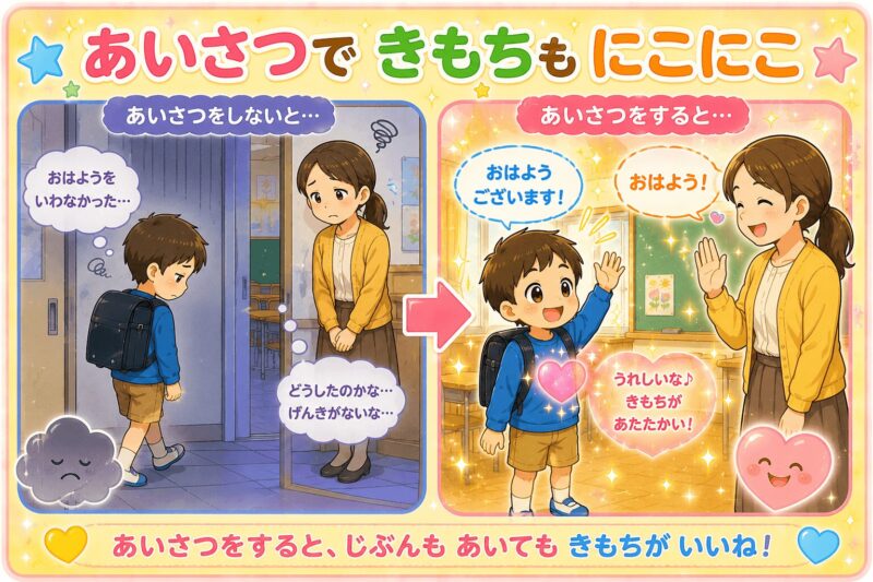 あいさつできもちもにこにこ視覚支援カード