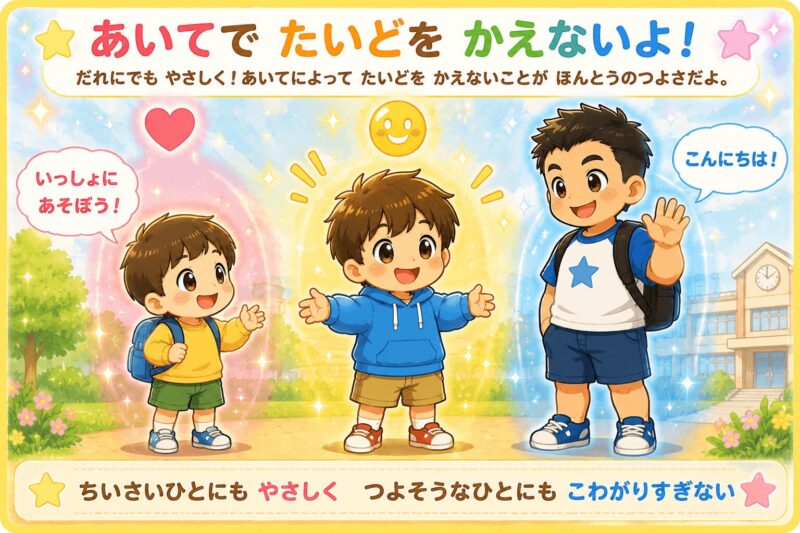 相手によって態度を変えない視覚支援カード（小さい子・大きい子版）
