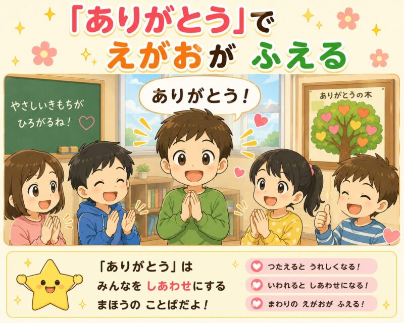 ありがとうで笑顔が増える視覚支援カード(男の子)