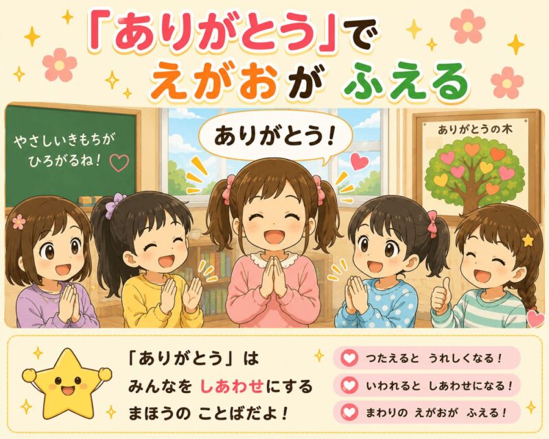 ありがとうで笑顔が増える視覚支援カード(女の子)