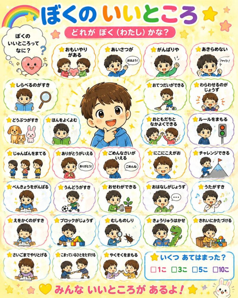ぼくのいいところ視覚支援カード