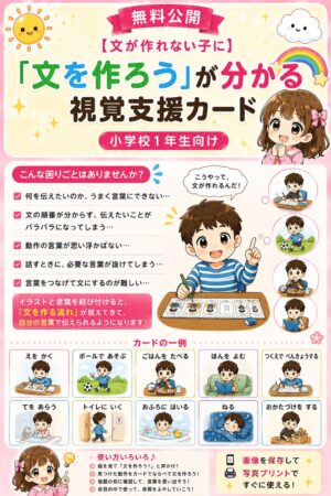 文を作ろう視覚支援カード。〇〇は〇〇を〇〇