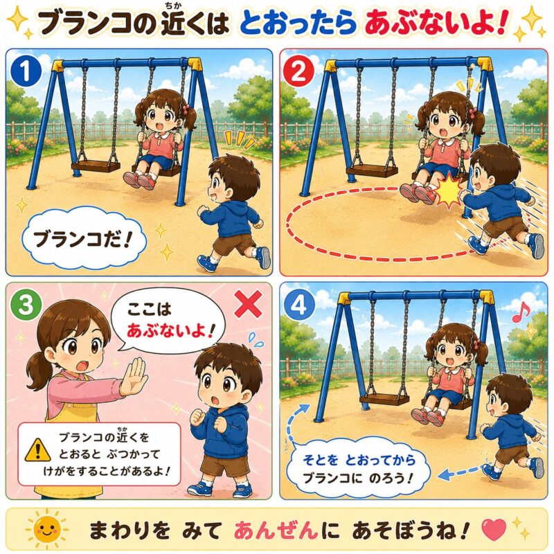 ブランコの外側を通ろう視覚支援カード