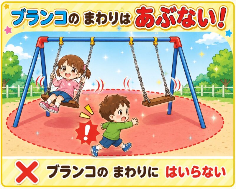ブランコの前を通ると危ない視覚支援カード