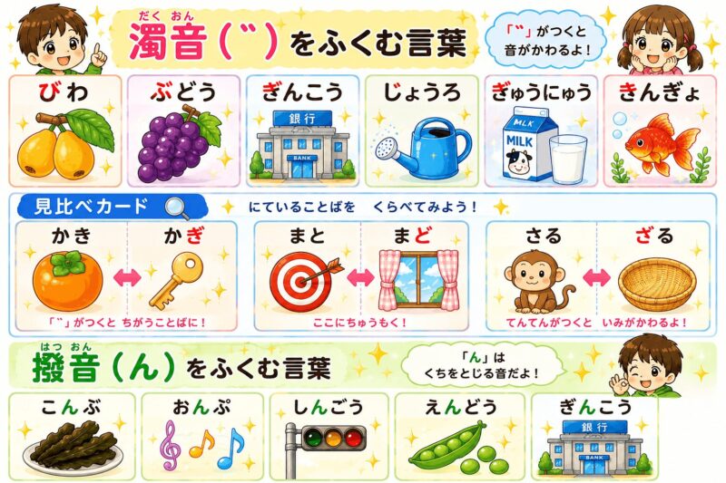 濁音、撥音、視覚支援カード