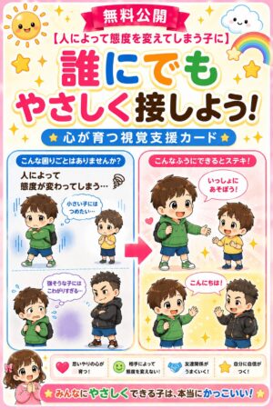 誰にでもやさしく接しよう、視覚支援カード