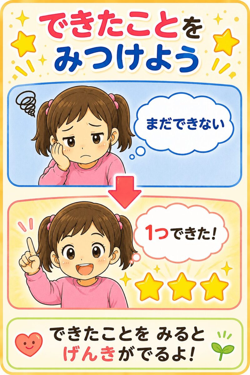 できたことをみつけよう⇒1つできた視覚支援カード(女の子)
