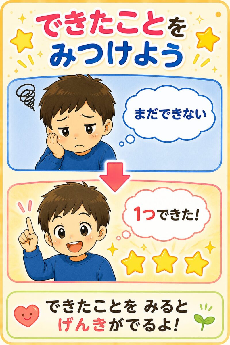 できたことをみつけよう⇒1つできた視覚支援カード(男の子)