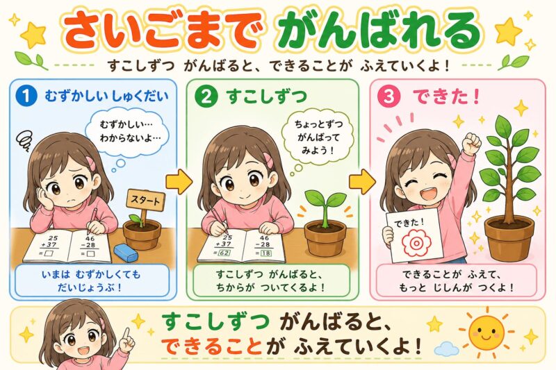 さいごまでがんばれる視覚支援カード(女の子)