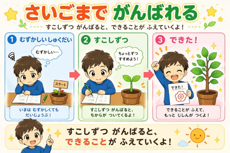 さいごまでがんばれる視覚支援カード