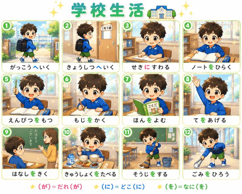 学校生活の動作視覚支援カード（男の子）